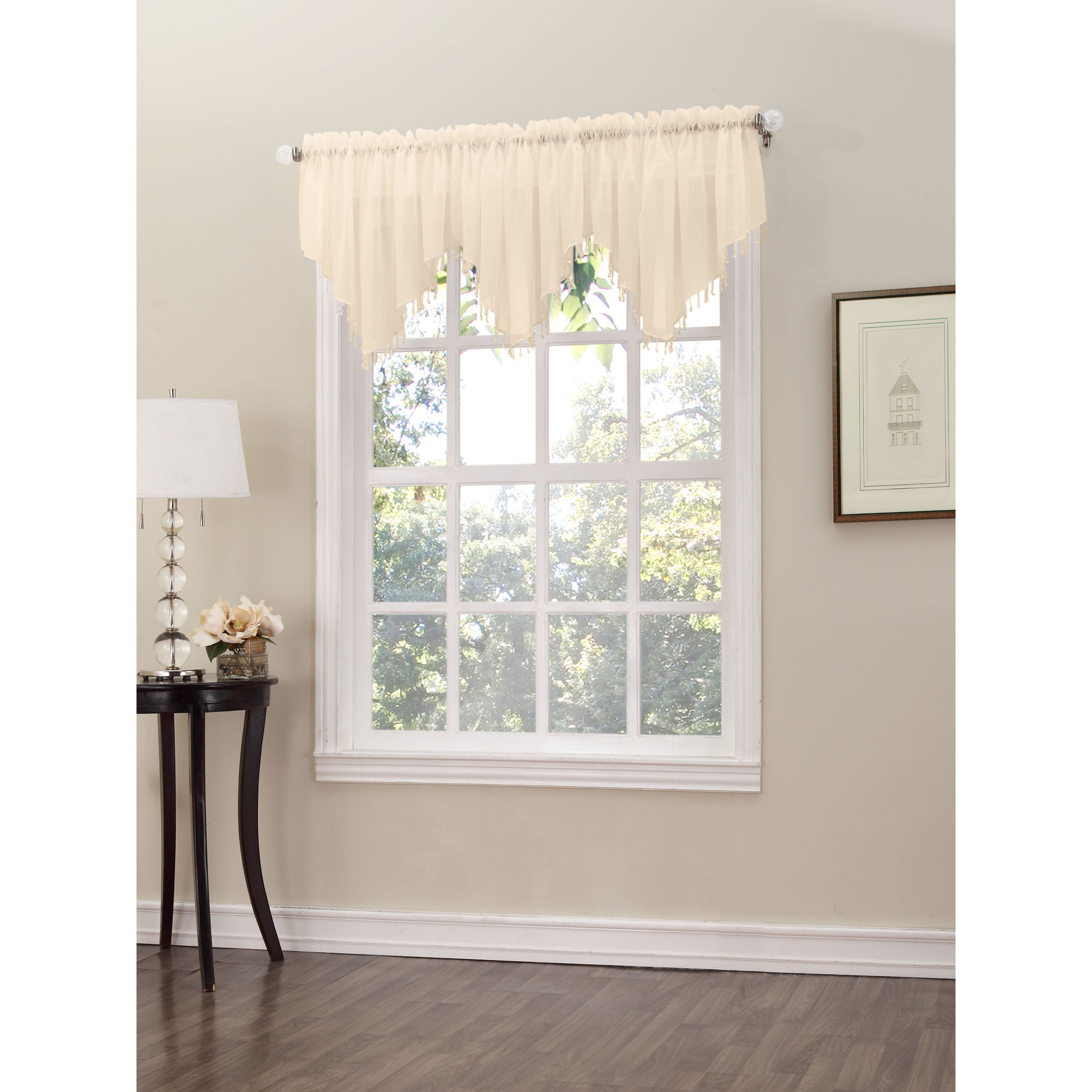 No. 918 Erica Crushed Sheer Voile Beaded Curtain Valance & Reviews
